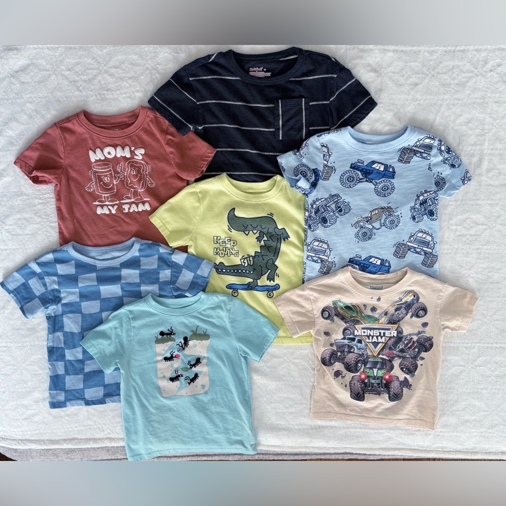 Toddler Boy Size 2T Short Sleeve Graphic Tee- Set of 7